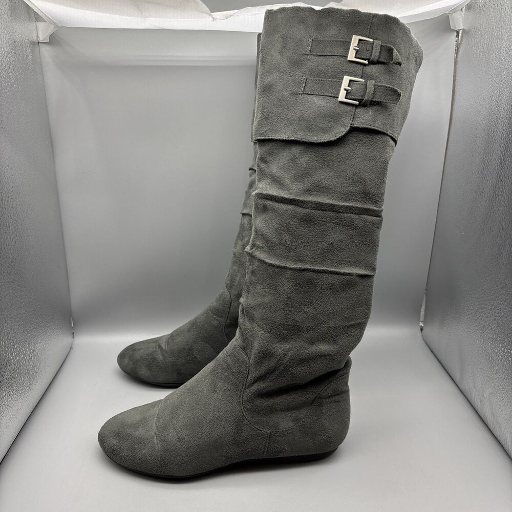 Rampage Knee High Boots Women's Size 6.5 M Pull On Flat Gray Light Weight